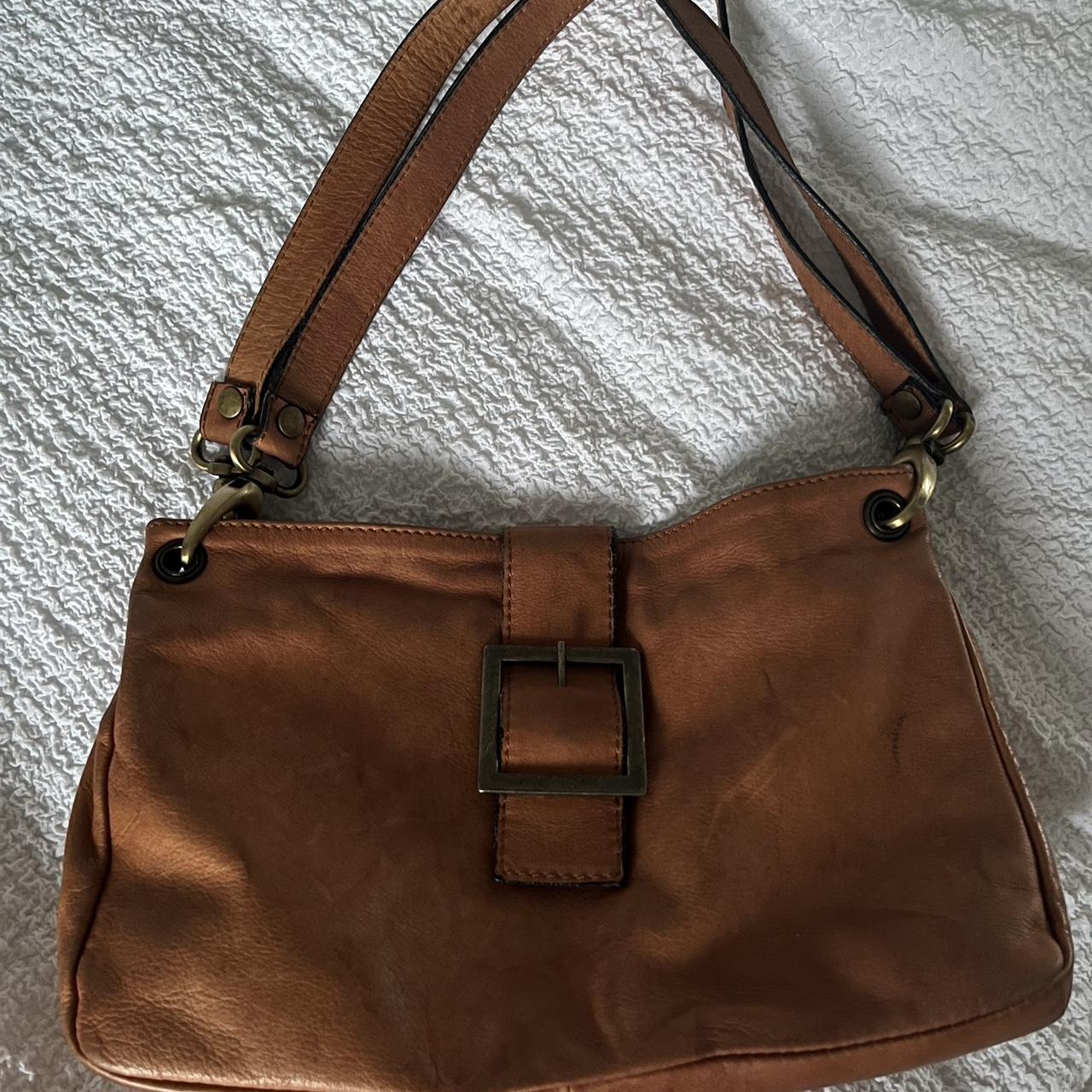 Genuine leather tan shoulder bag ITALIAN LEATHER... Depop