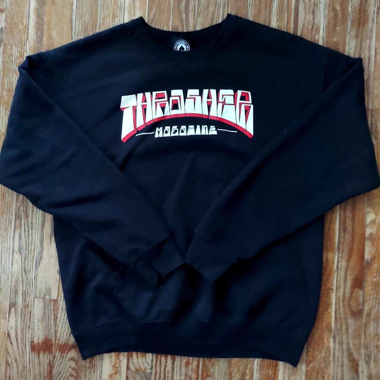 Thrasher Firme Logo Black Crewneck Sweatshirt Size Depop