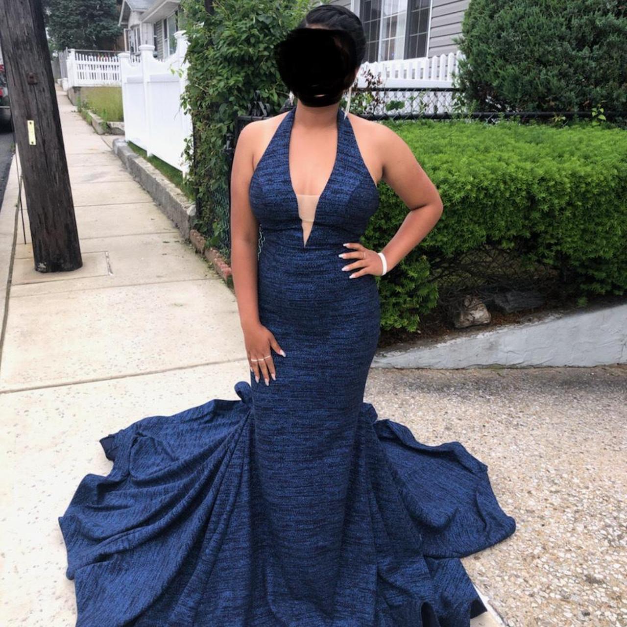 navy blue print dress