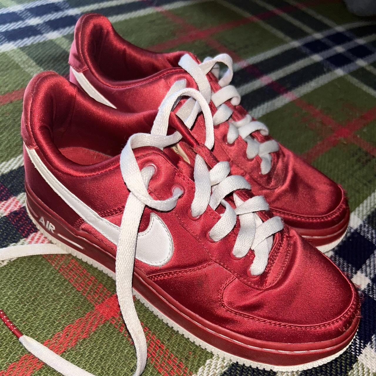 Red satin cheap air force ones