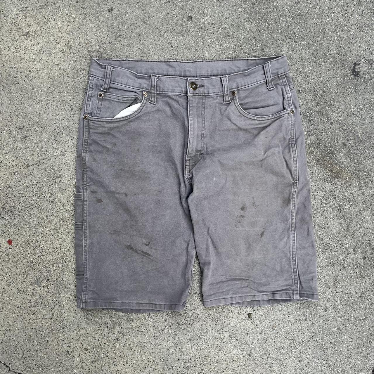 Grey Dark Washed Dickies Carpenter Shorts • 34... - Depop