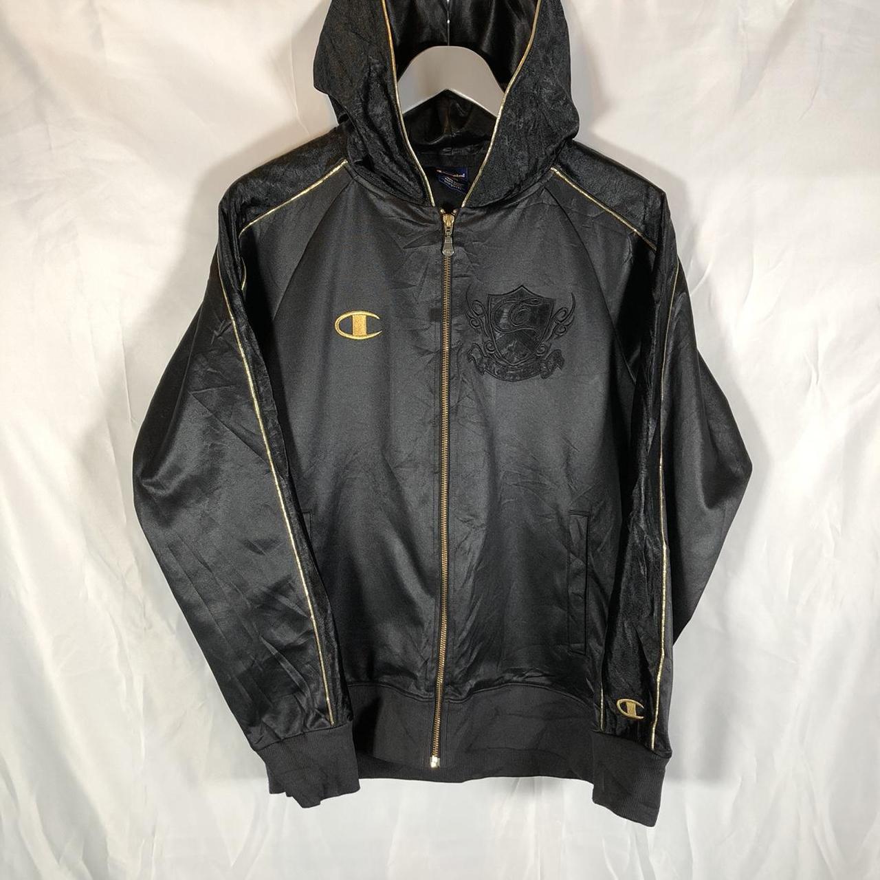 Champion Men's Black and Gold Jacket | Depop