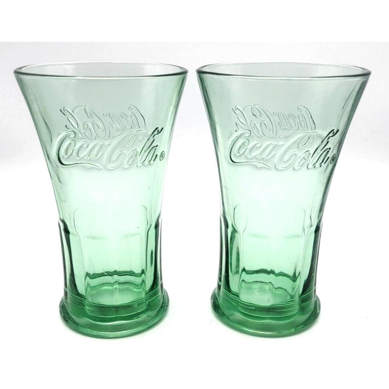 Vintage Libbey Coca Cola Green Glass Mugs Set