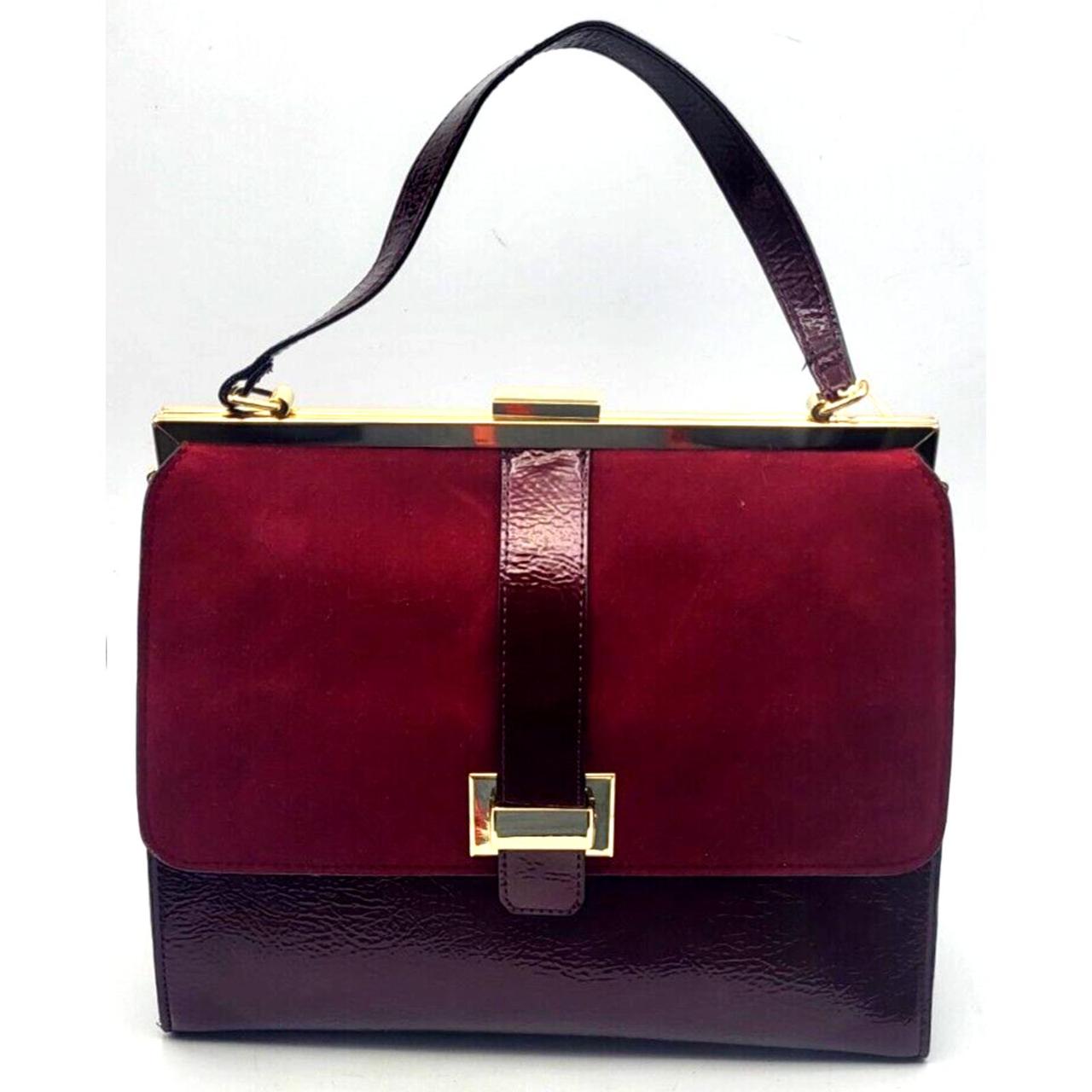 GIANNI BINI Lady Frame Satchel Wine Colored Faux... - Depop