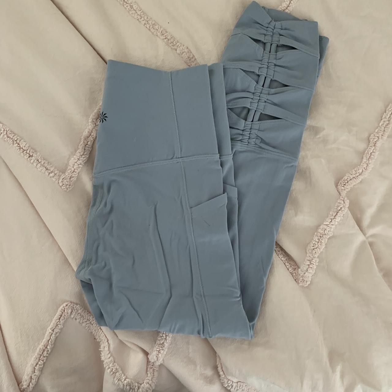 light blue Athleta leggings , -with pockets and ruching