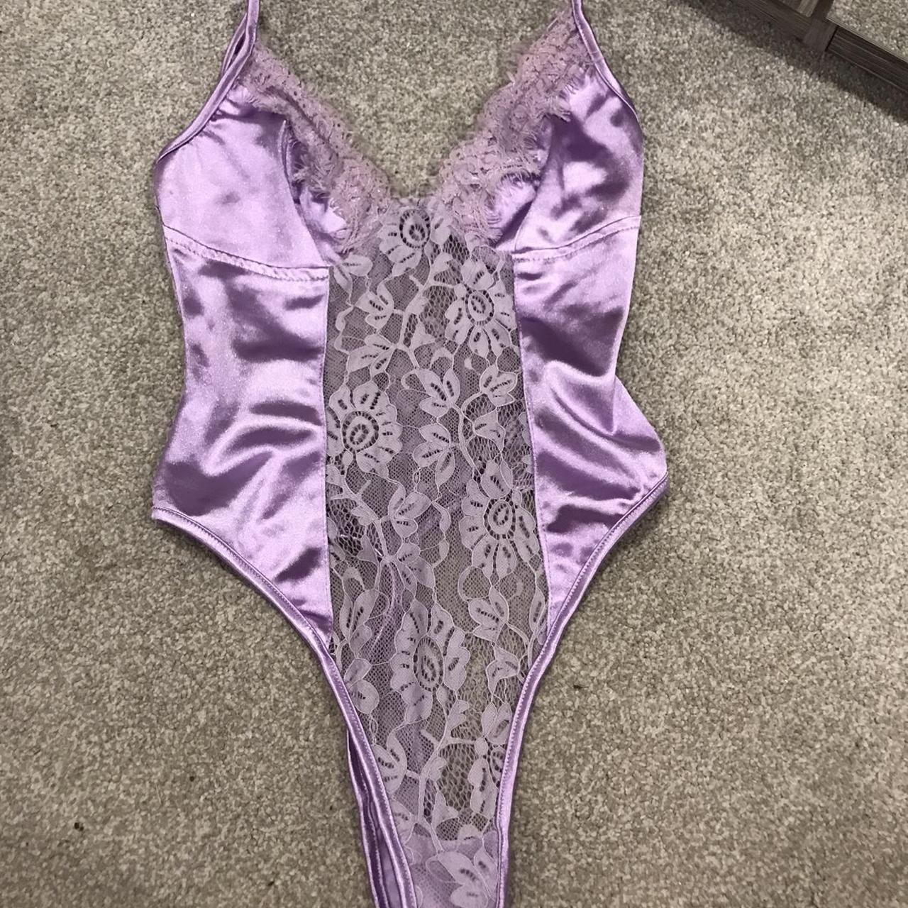 Lilac Lace Body Suit Lingerie Depop