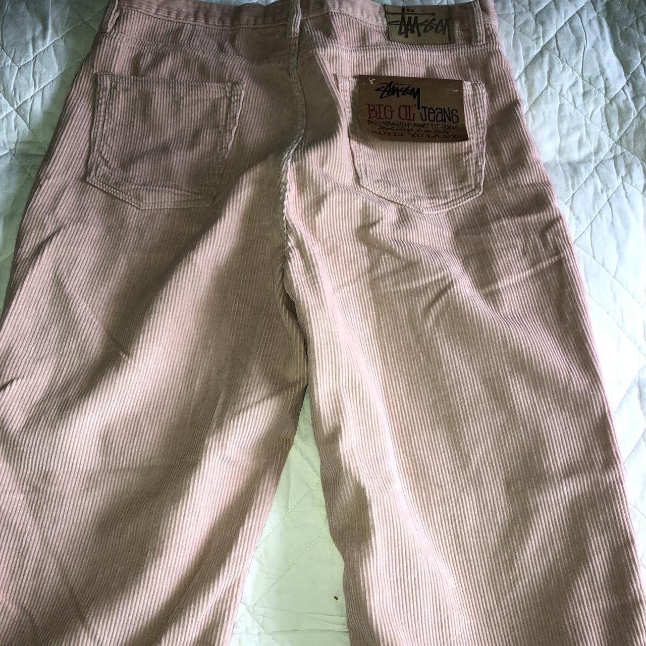 Pink stussy corduroy big ol jeans L34 Baggy fit... - Depop