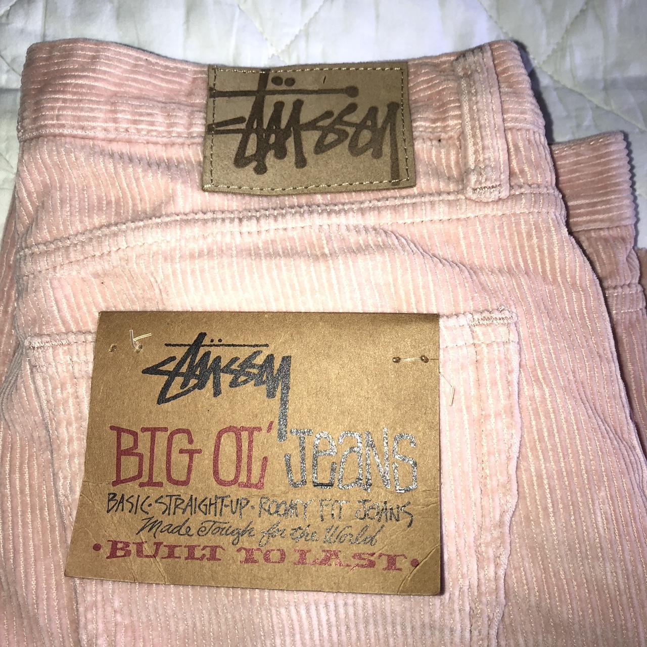 Pink stussy corduroy big ol jeans L34 Baggy fit... - Depop