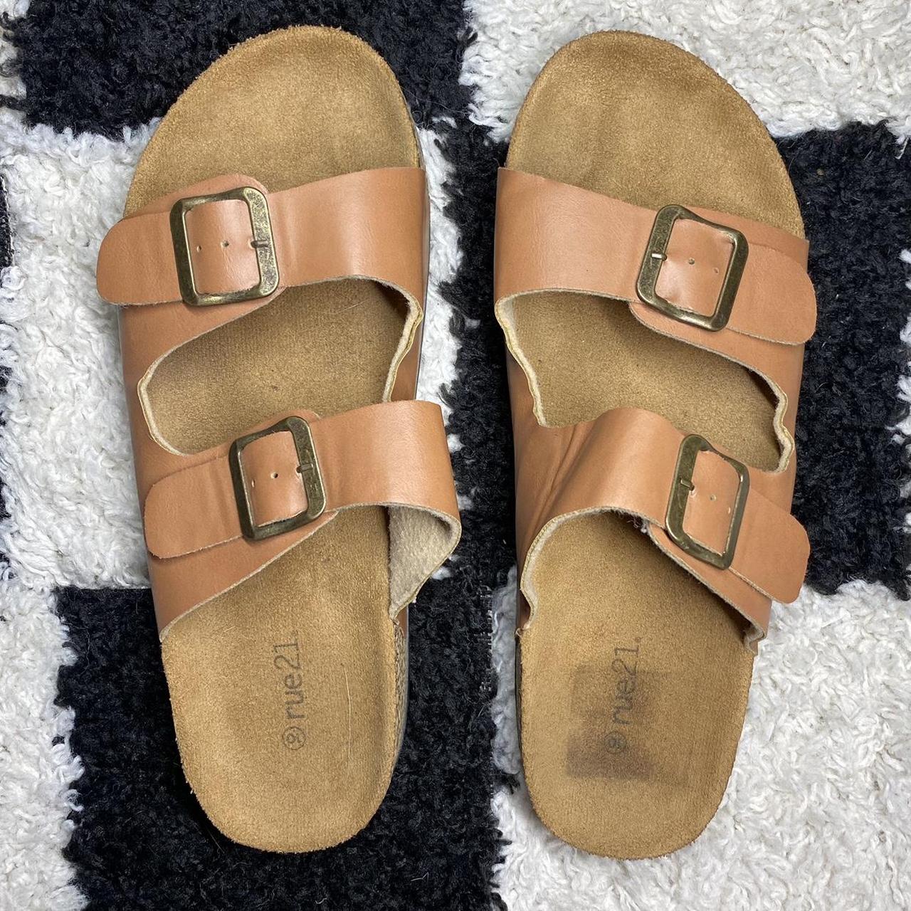 Rue 21 Women's Orange and Tan Sandals | Depop