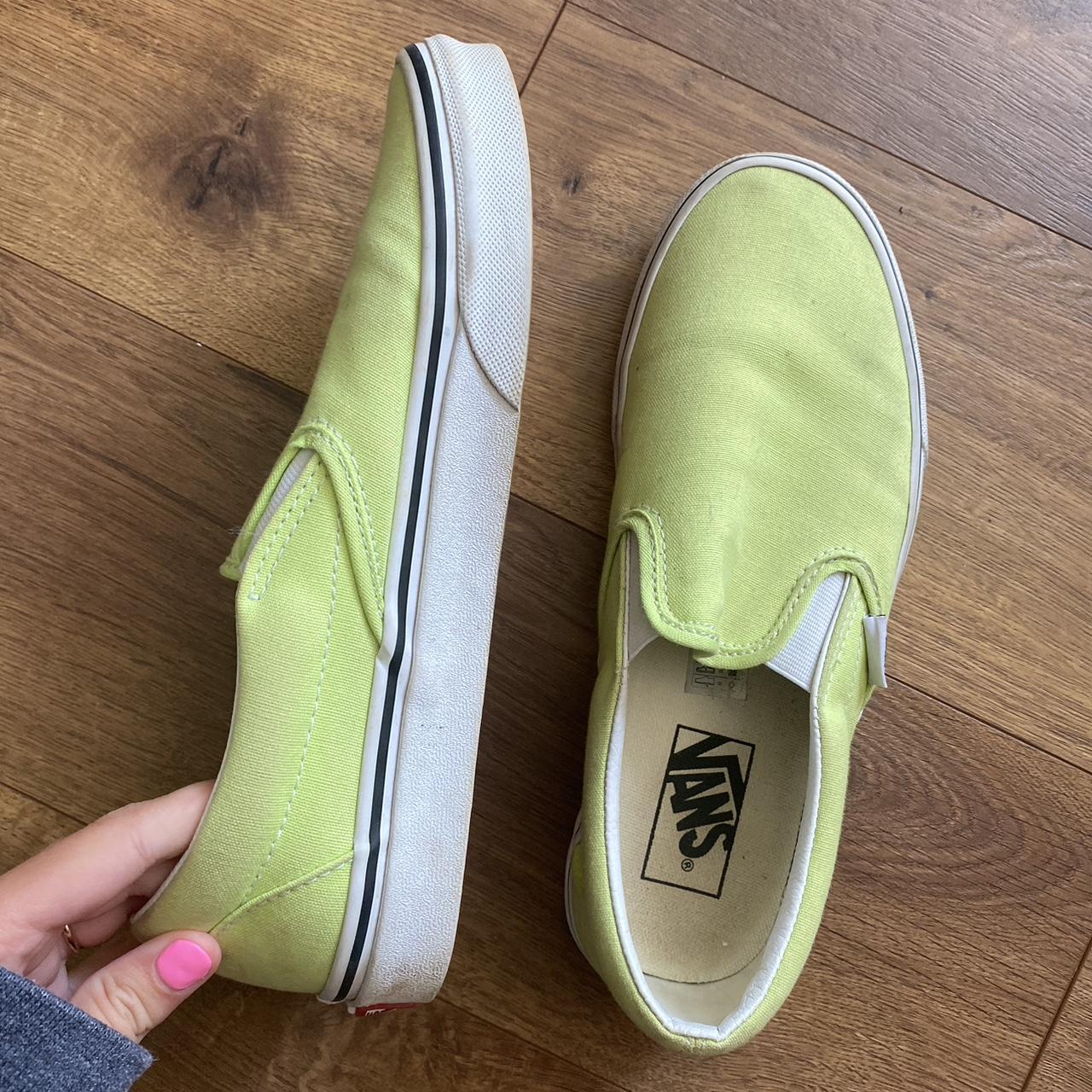 Slip-On Vans - vibrant green color - hardly worn -... - Depop