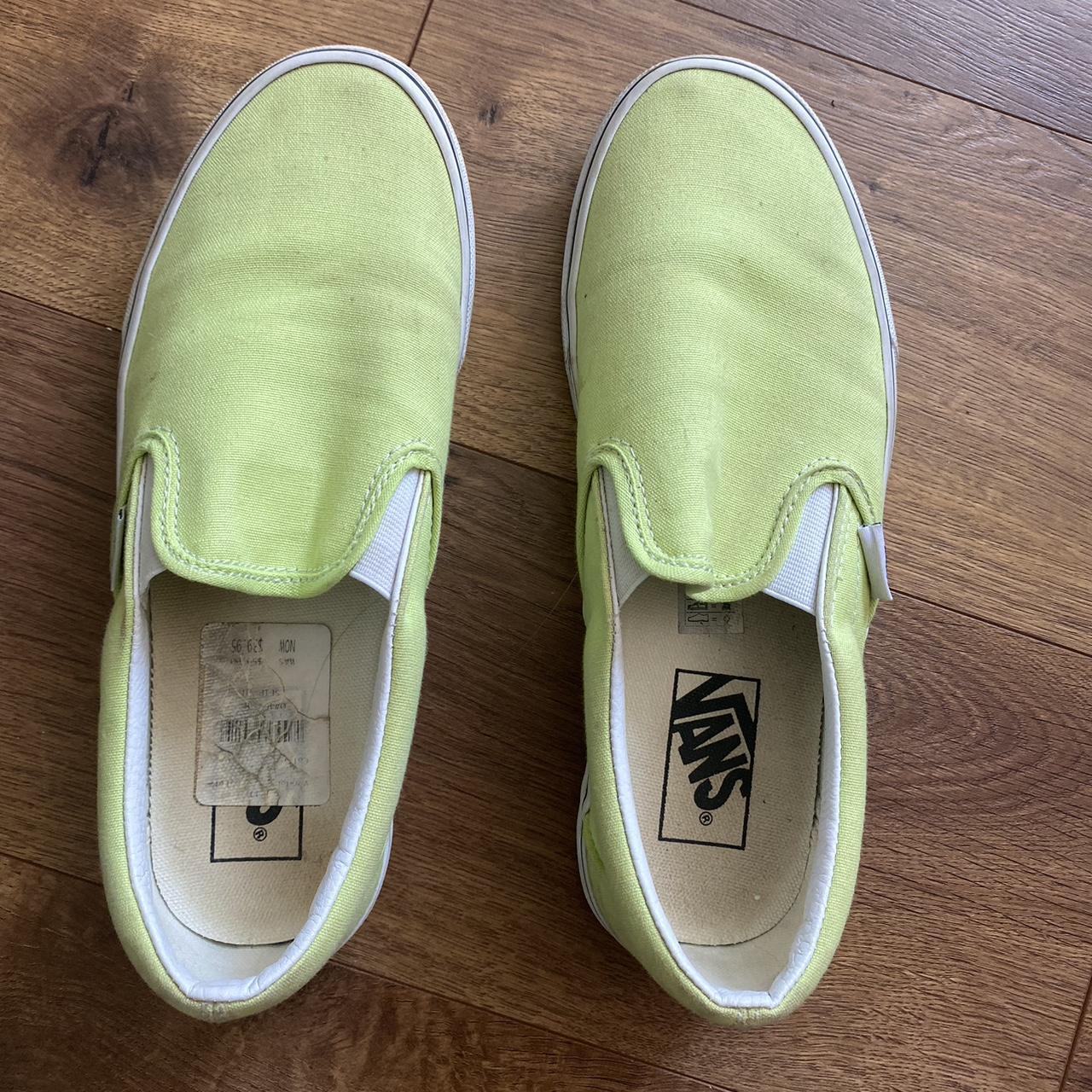 Slip-On Vans - vibrant green color - hardly worn -... - Depop