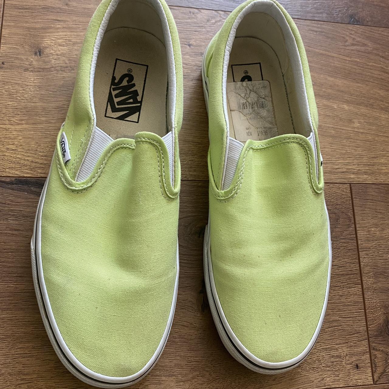 Slip-On Vans - vibrant green color - hardly worn -... - Depop