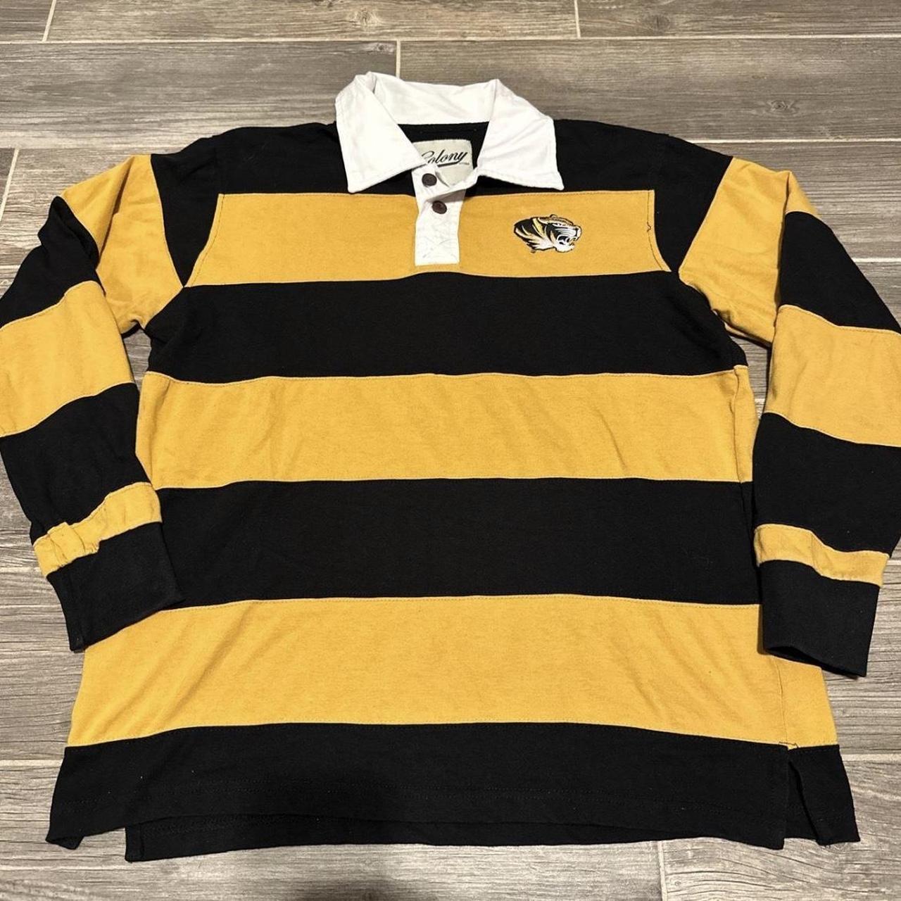 Yellow and Black Rugby long sleeve Size... Depop