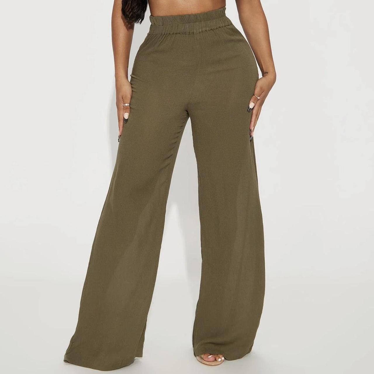 Womens khaki linen clearance beach pants