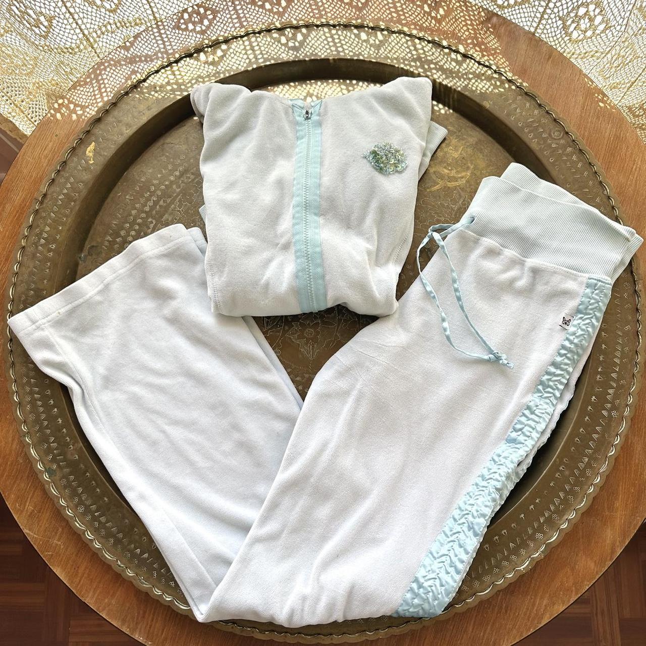 Y2K Self Esteem Baby Blue Velour Tracksuit Zip Up... Depop