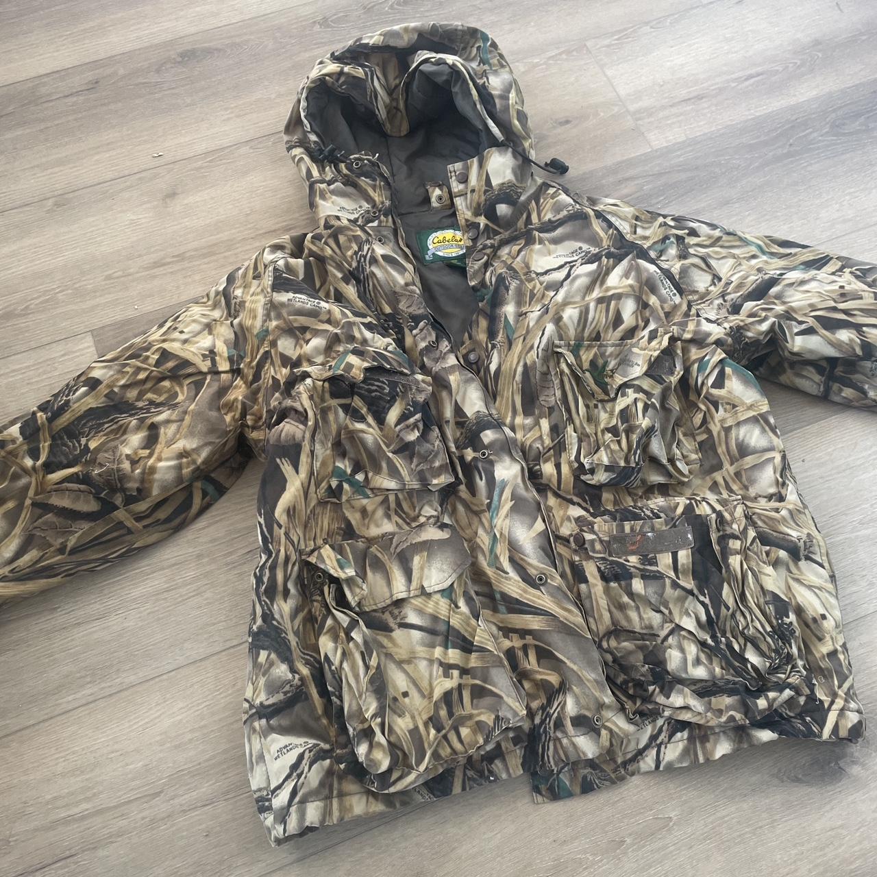 Vintage camo heavy duty coat with 4 large pockets in... - Depop