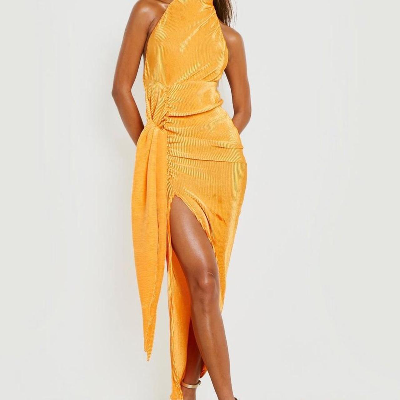 Boohoo Women's Orange Dress Depop