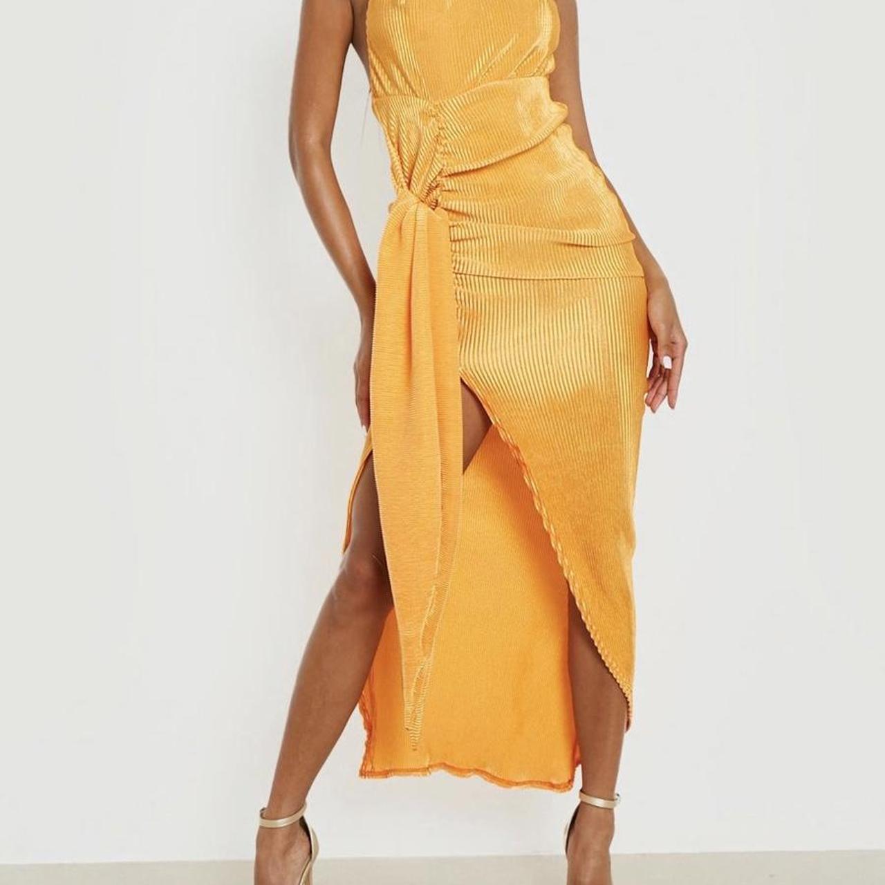 Boohoo Women's Orange Dress Depop