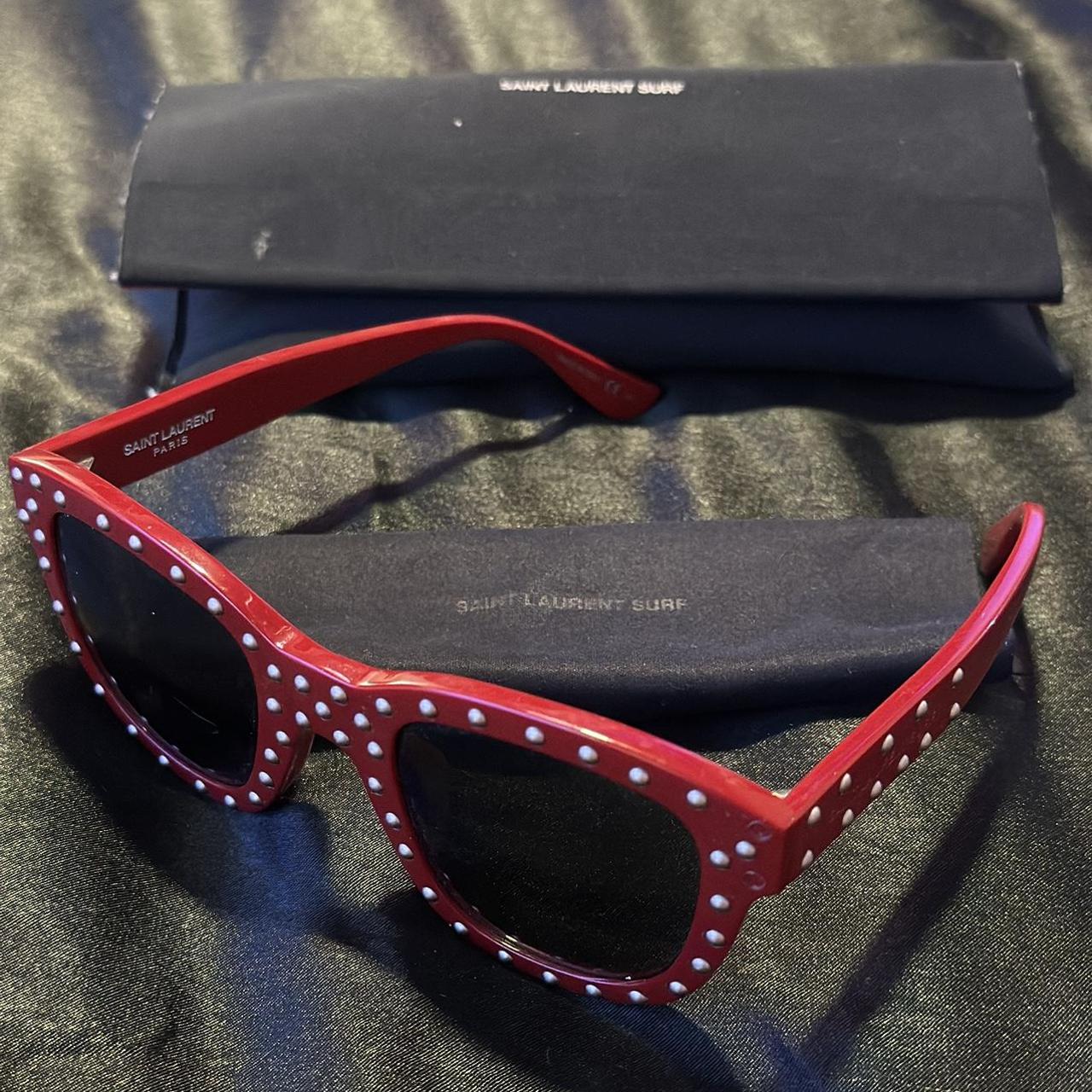 SAINT LAURENT サングラス SURF SAINT LAURENT SURF SS16 Red Studded Sunglasses | Depop