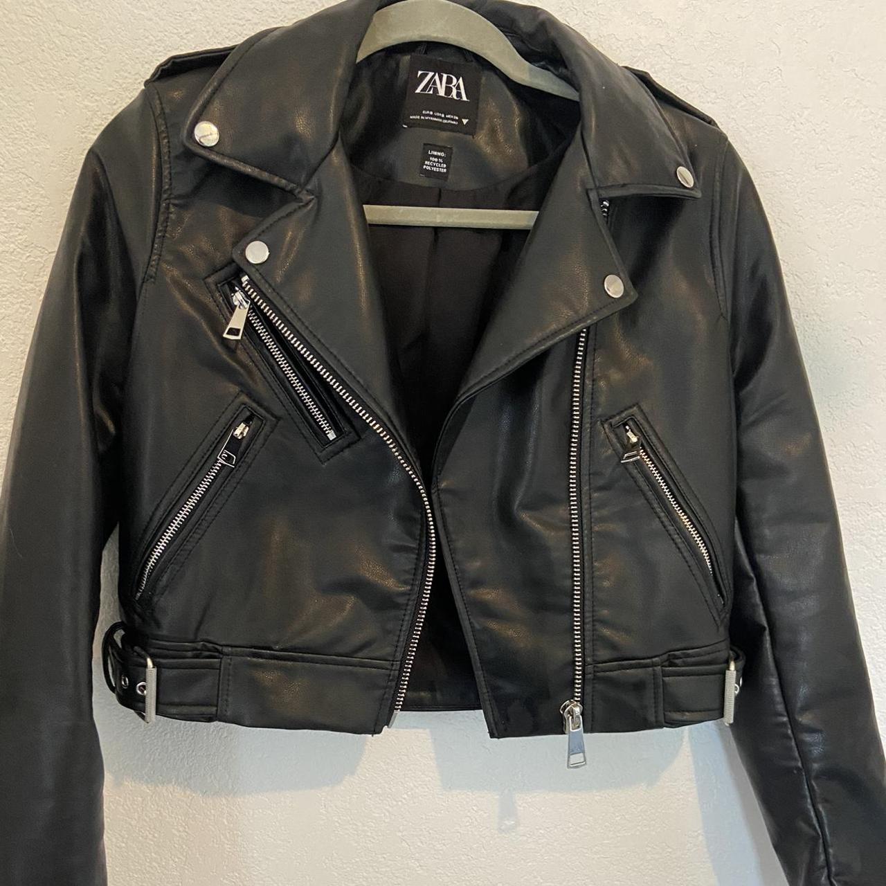 Zara Faux Leather Biker Jacket - Depop