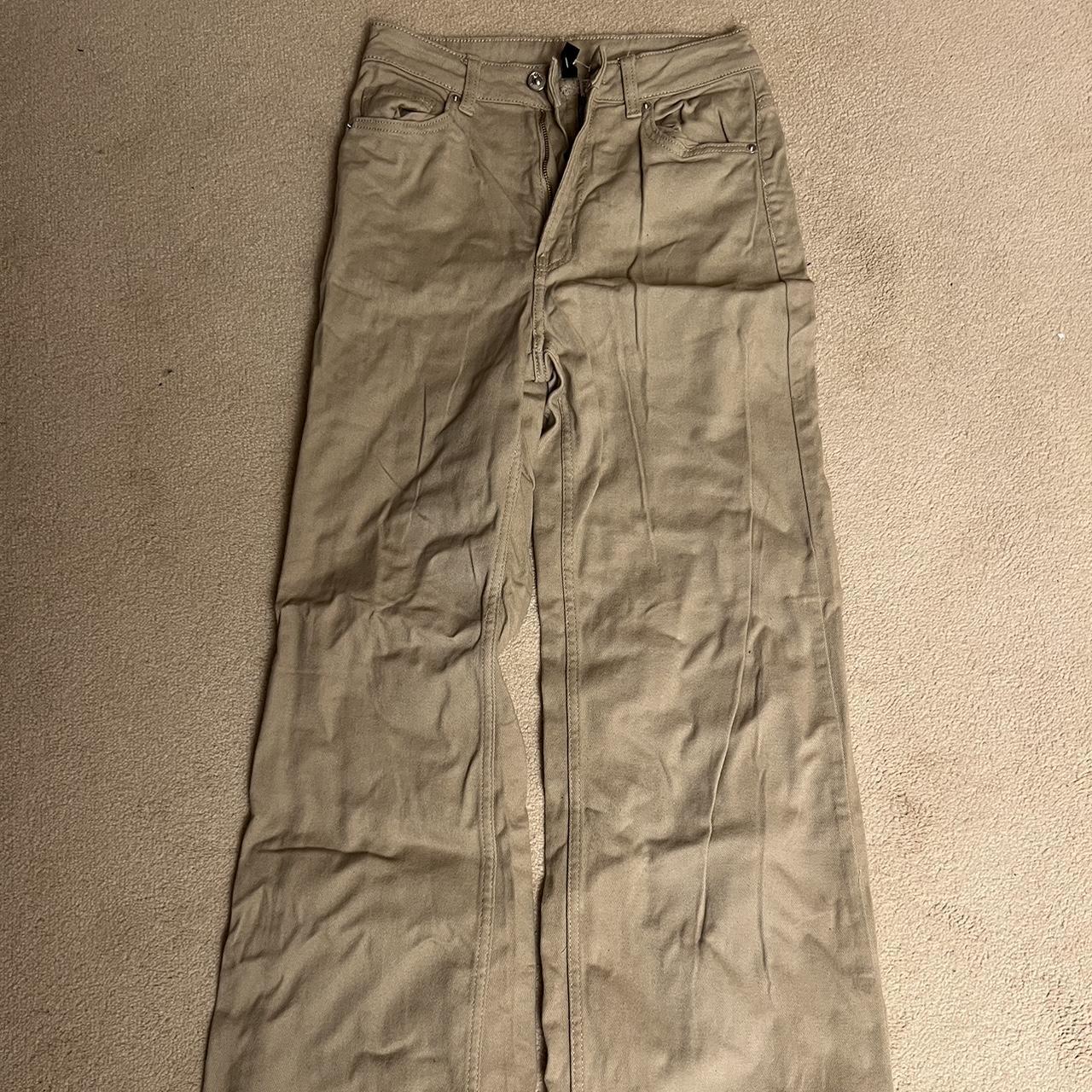 Small H&M wide leg baggy flare cream jeans Never... Depop