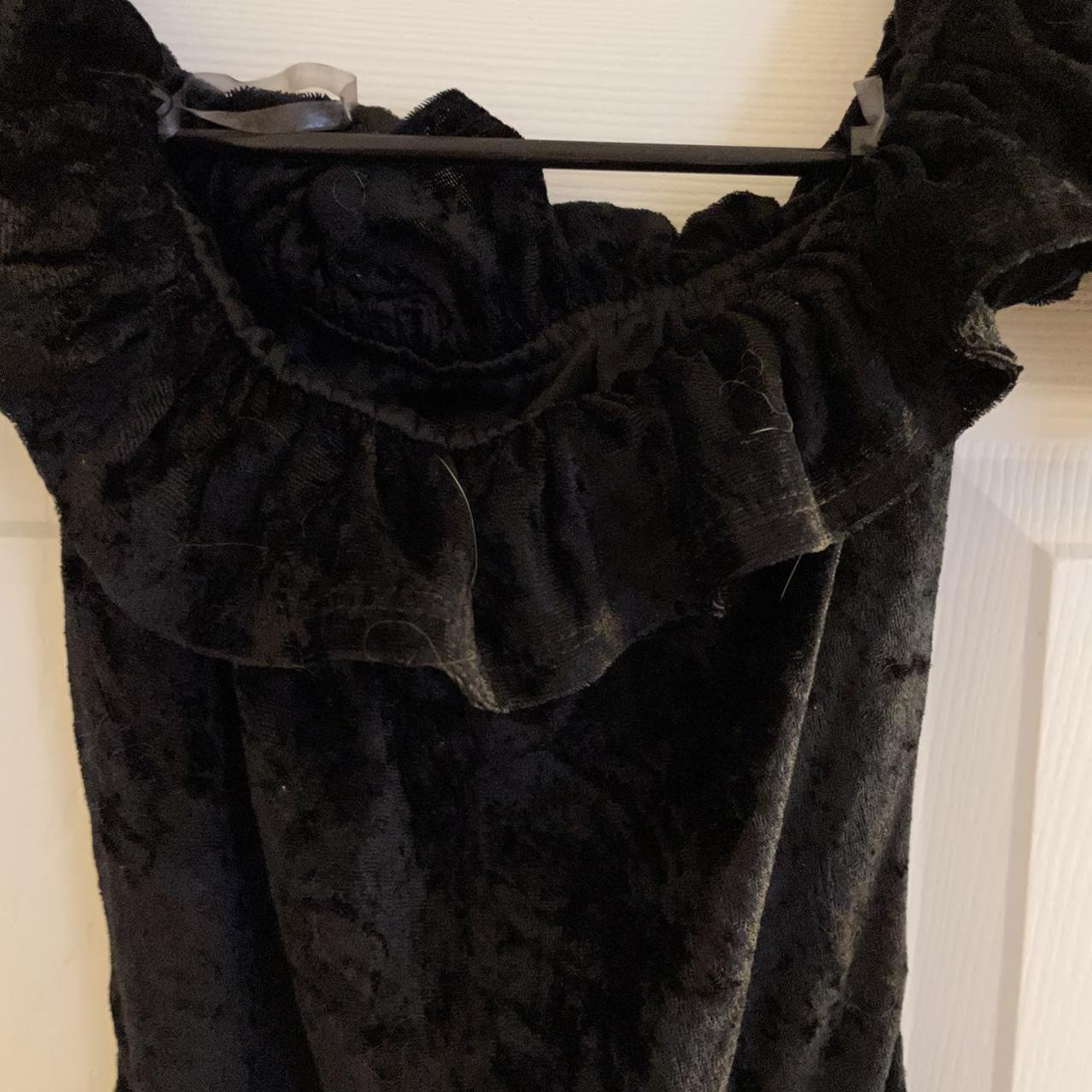 Black velvet off the shoulder body suit. Size small.... - Depop