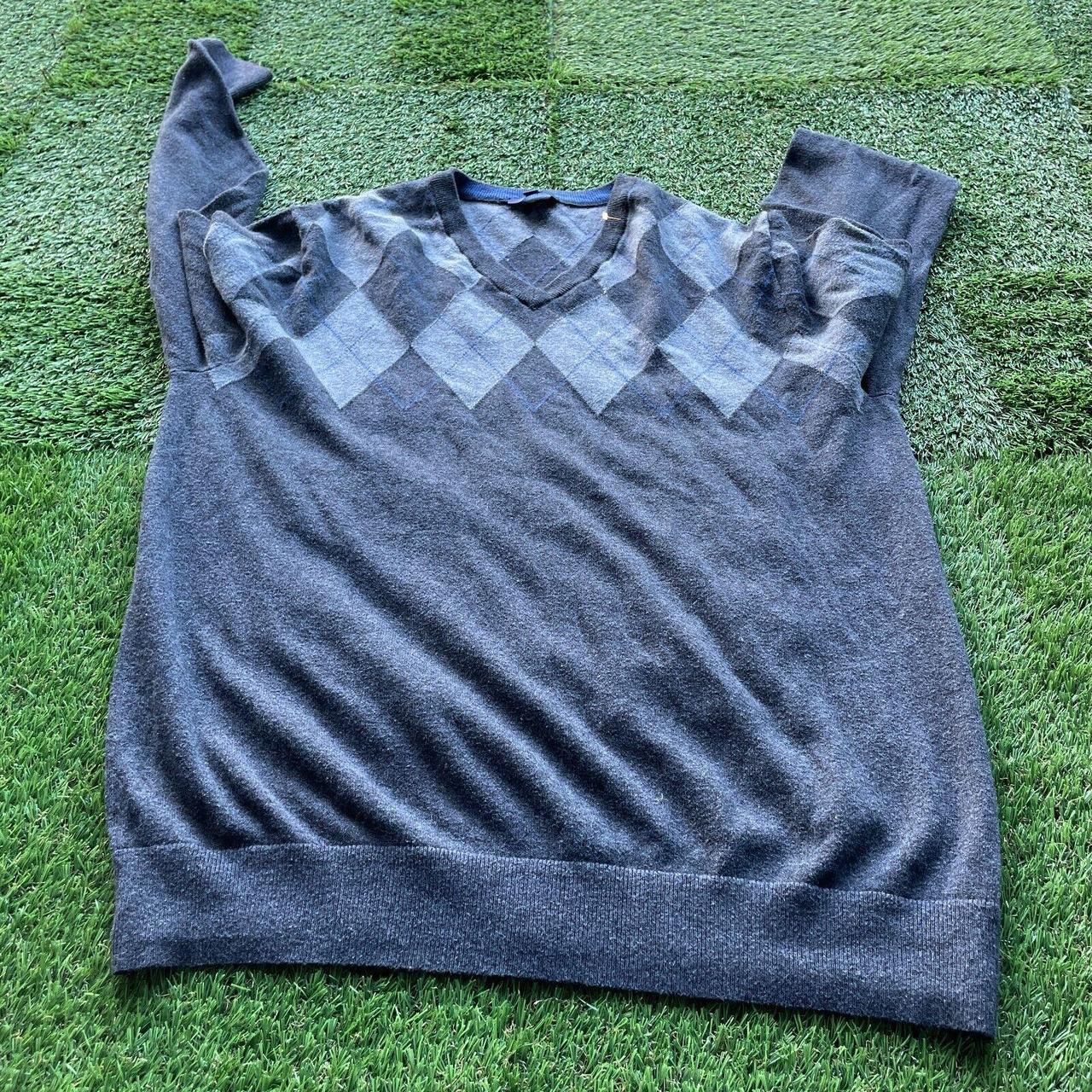 Vintage 90s GAP Argyle Varsity Tennis Sweater Mens... Depop