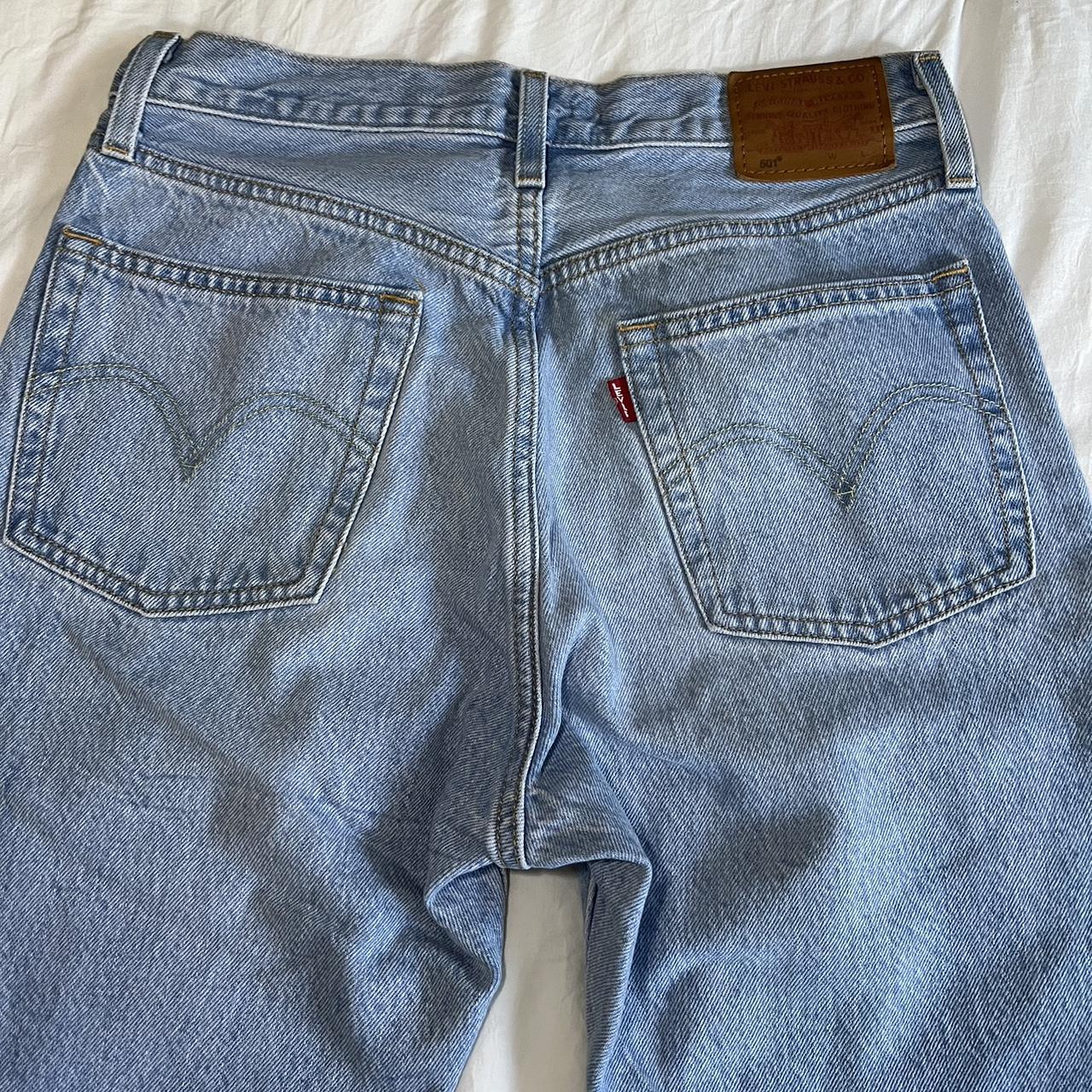 LEVIS 501 straight leg light wash jeans. SIZE:... - Depop