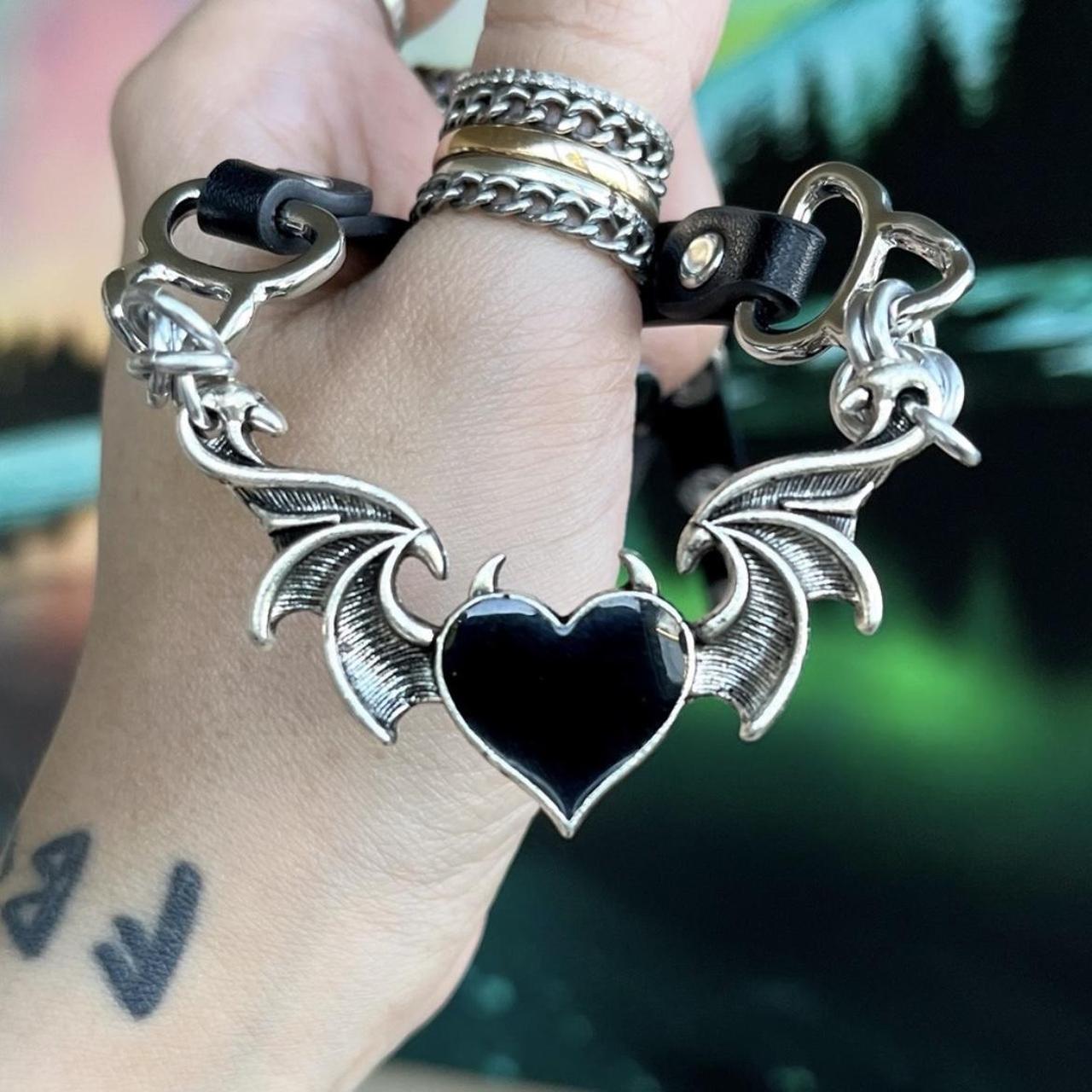 Devil heart nipple ring 🖤 bat wing black body - Depop