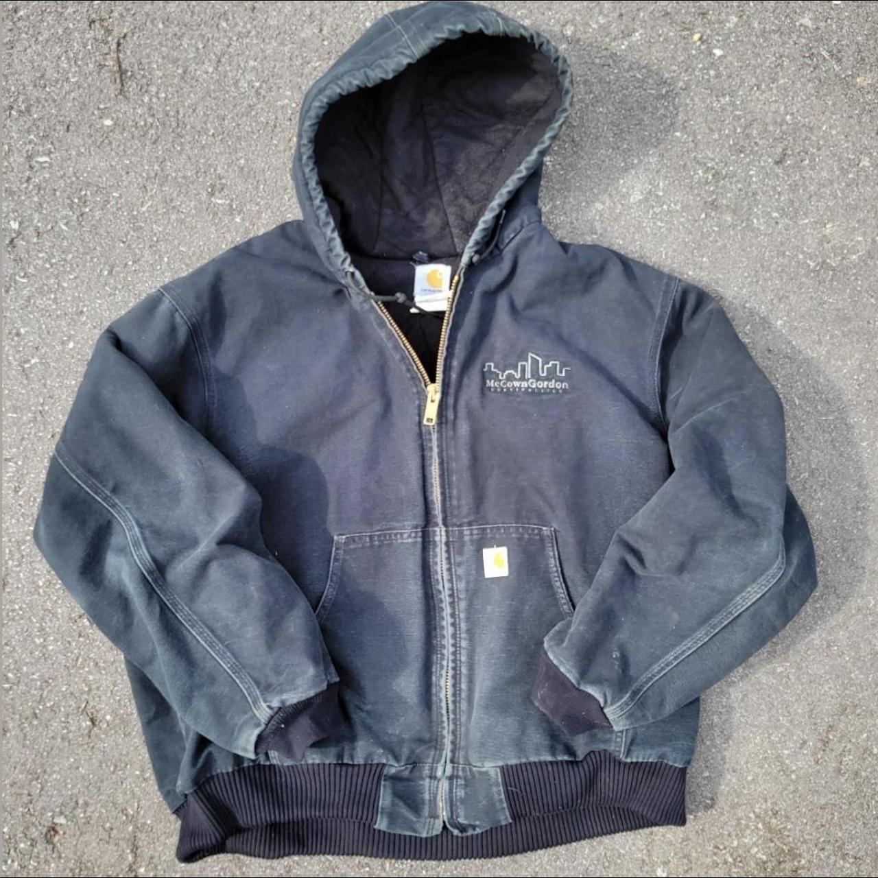 Vintage 90s Carhartt full zip workwear jacket. Black... - Depop