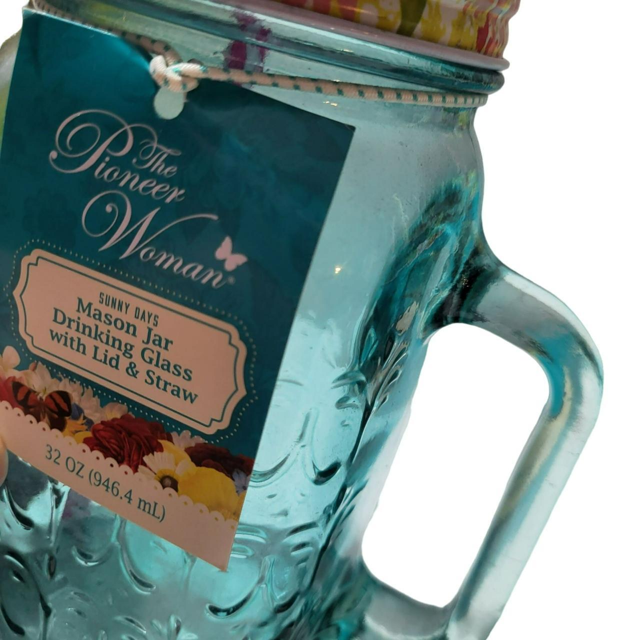 The Pioneer Woman 32oz. Teal Glass Mason Jar Glass 