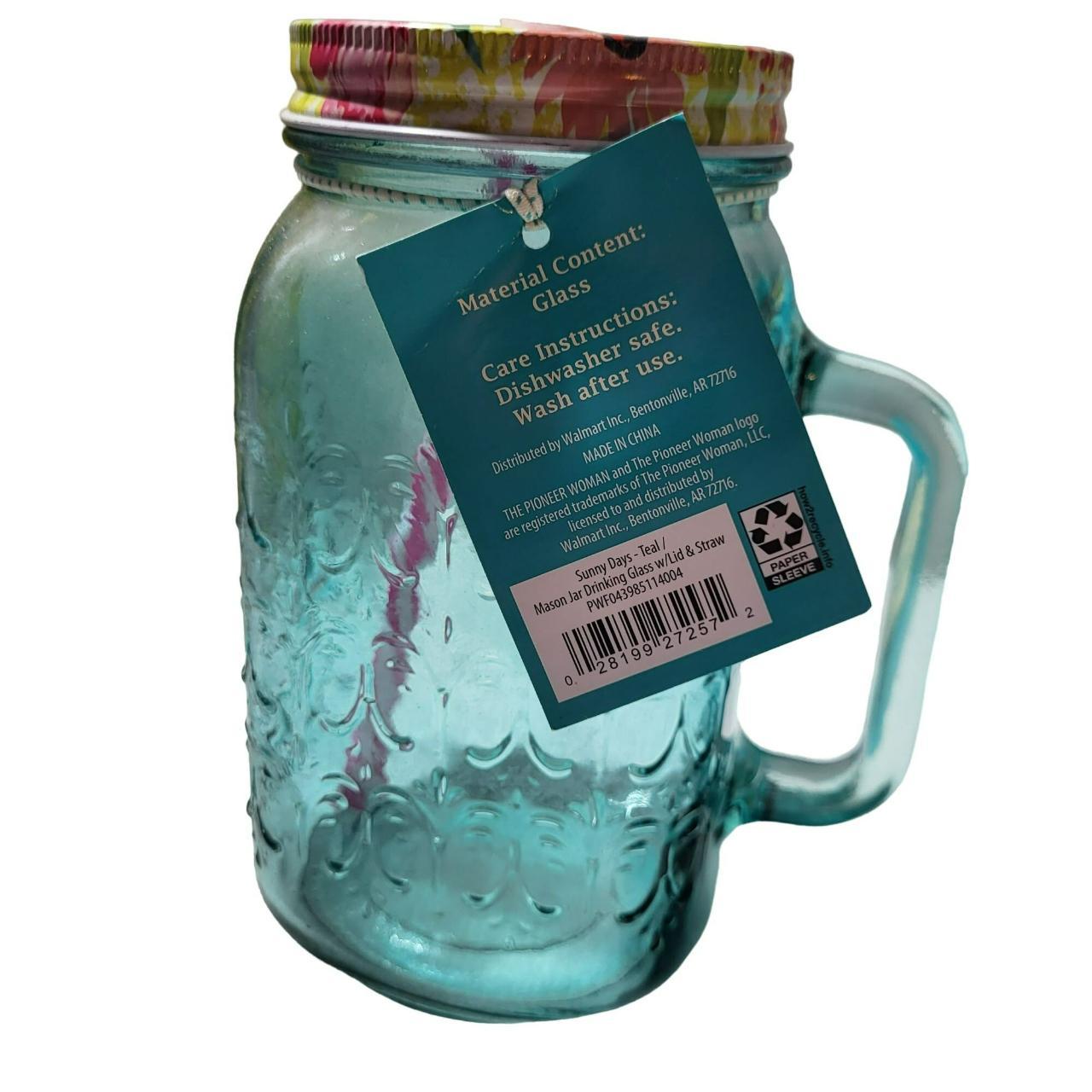 The Pioneer Woman 32oz. Teal Glass Mason Jar Glass 