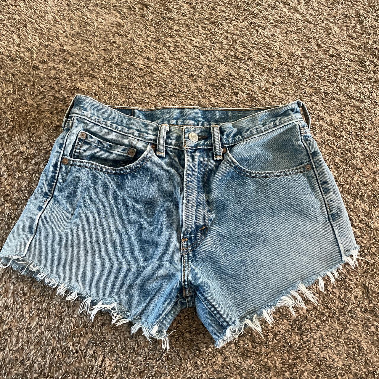 levi jorts 505: -worn once -great condition -fits... - Depop