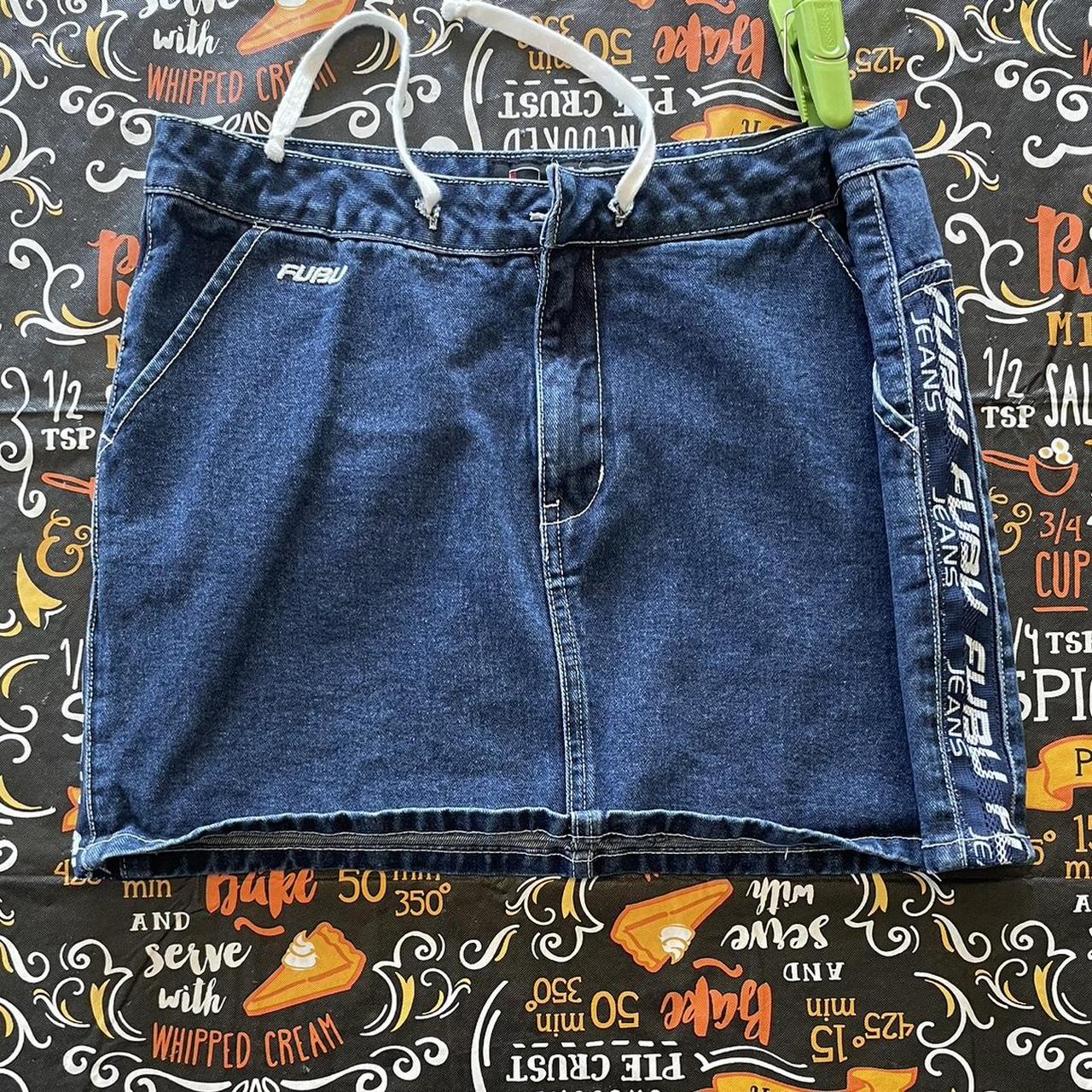 90s fubu mini skirt, has stripes down the sides,... - Depop