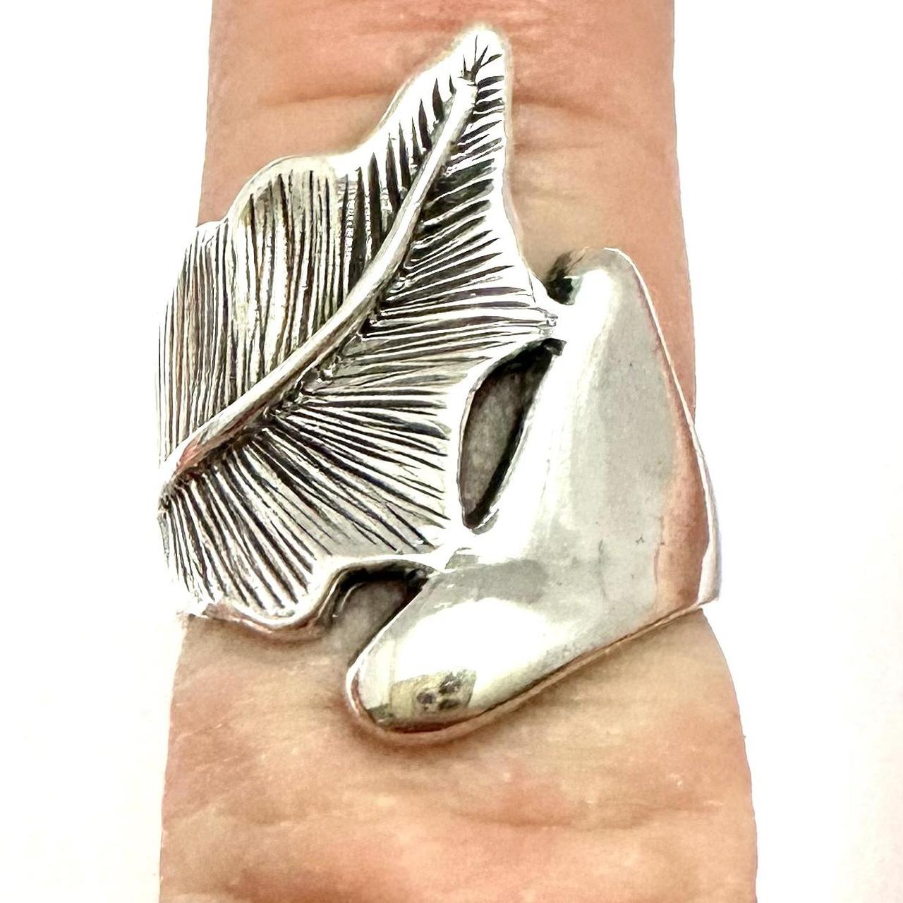 Women's Ring - Silver – ETCHED LEAF RING Sterling… - image 1