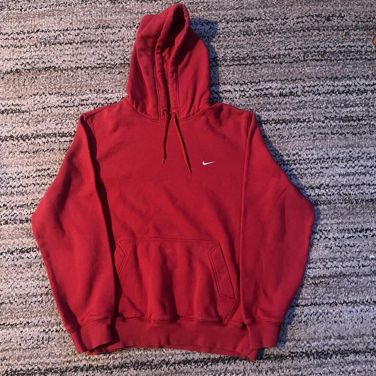 Red Nike Essential Hoodie Condition-Perfect Size-XL - Depop