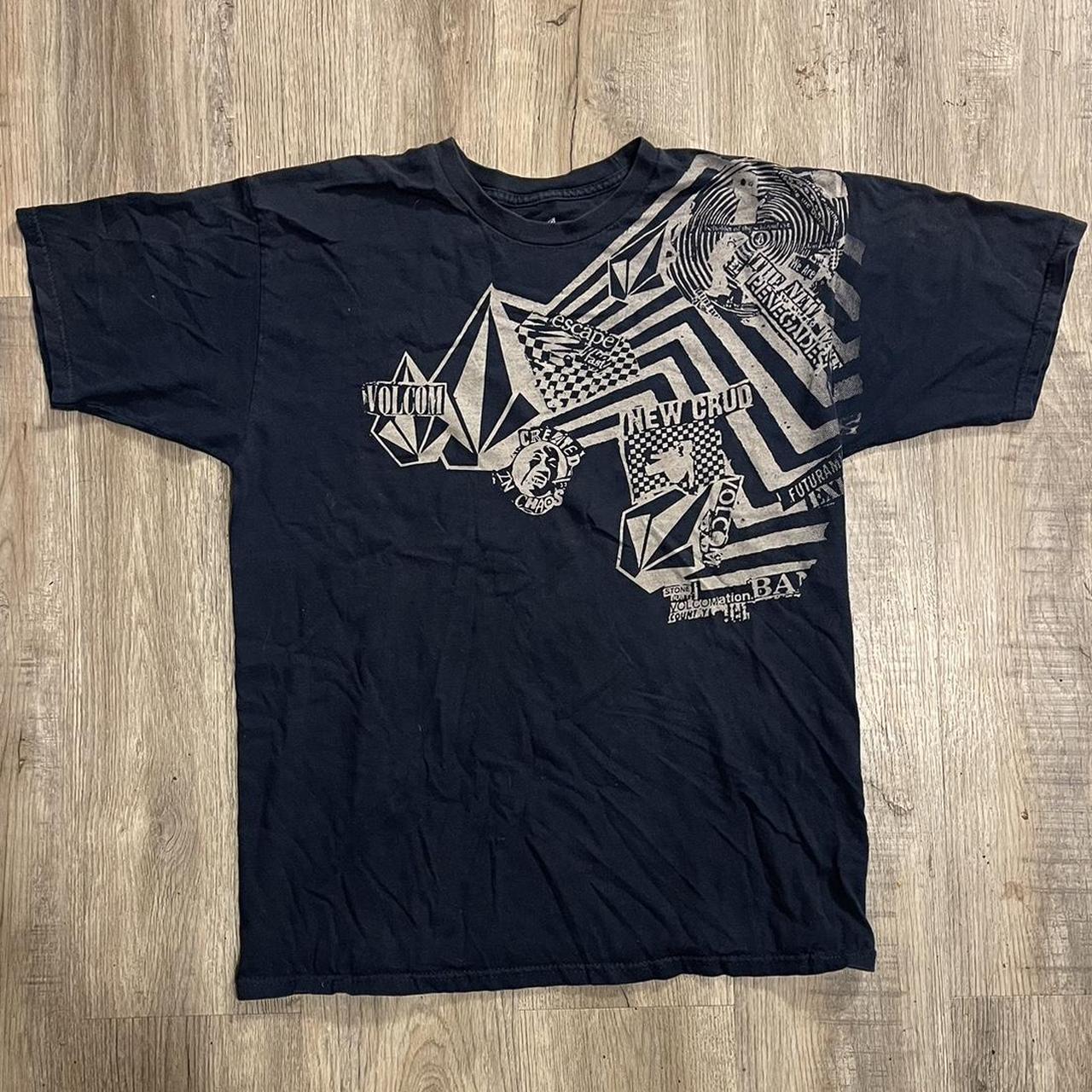 Volcom Men's Black and White T-shirt | Depop