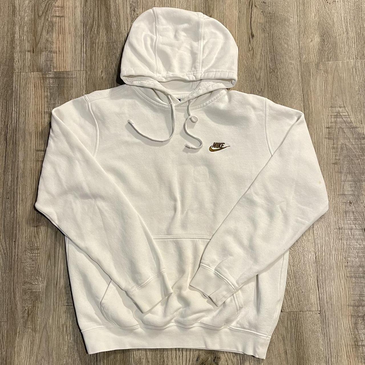 White and gold nike hoodie Clearance