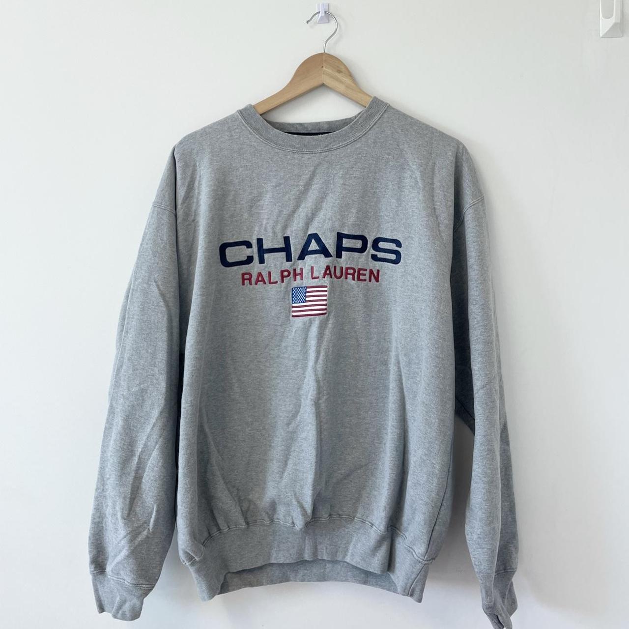 Vintage Chaps by Ralph Lauren grey sweatshirt... - Depop