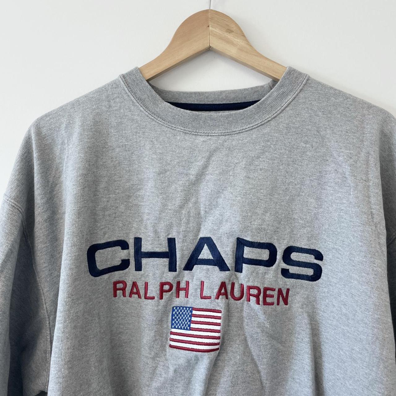 Vintage Chaps by Ralph Lauren grey sweatshirt... - Depop