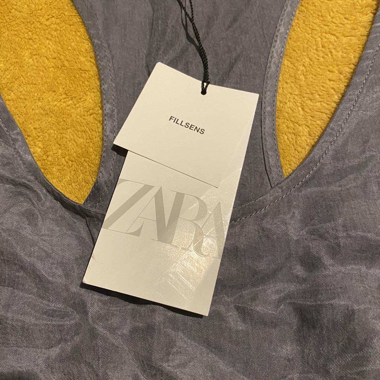 Zara Women's Grey and Blue Vest Depop