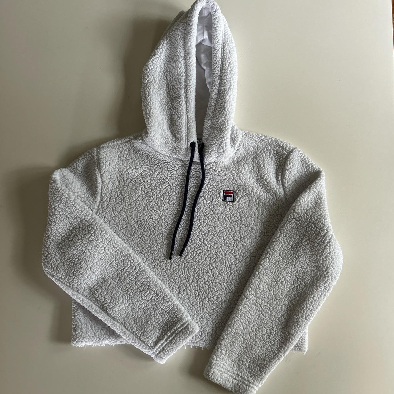 Fuzzy Fila Cropped Hoodie Size Small This was... - Depop