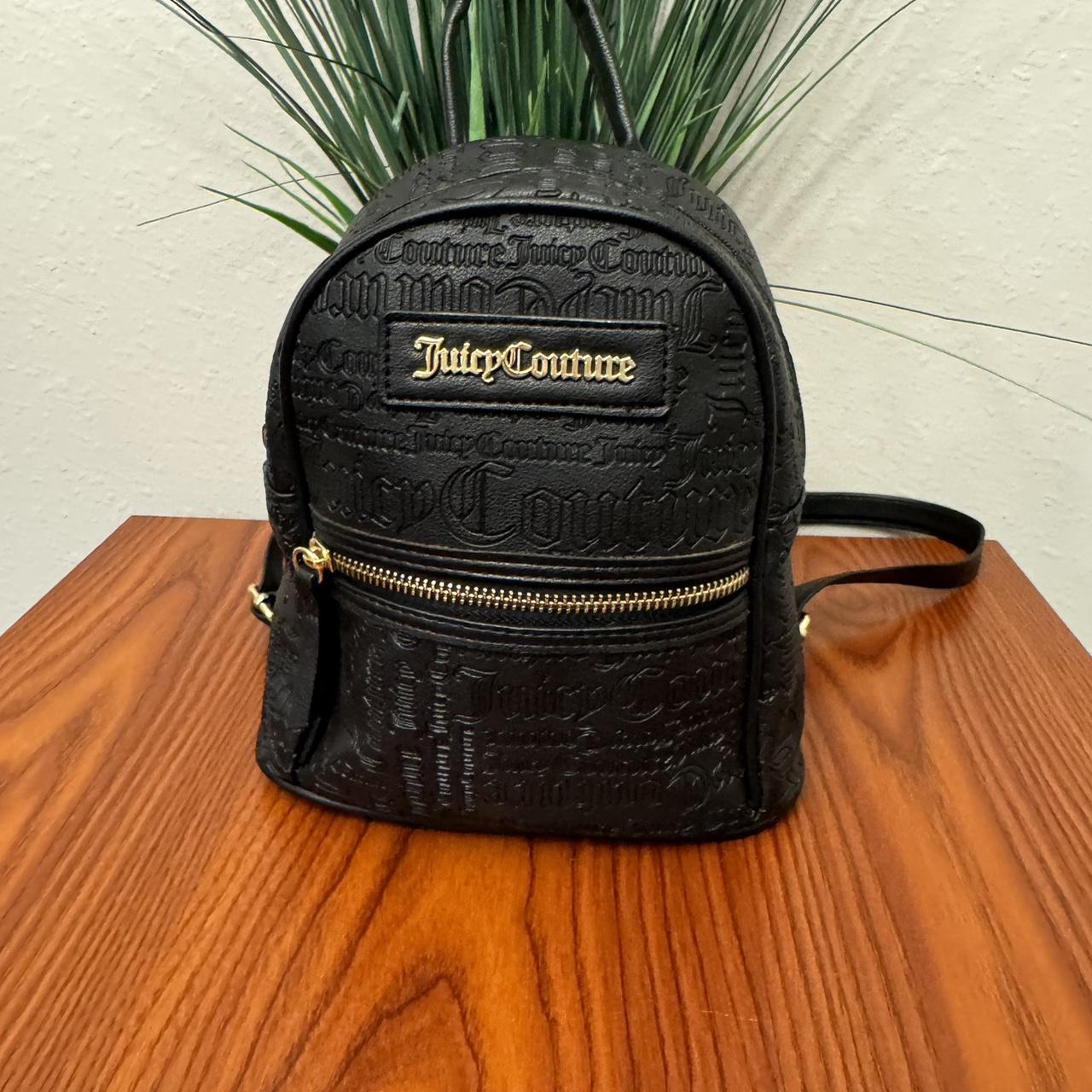 Juicy Couture black and gold mini backpack with a. Depop