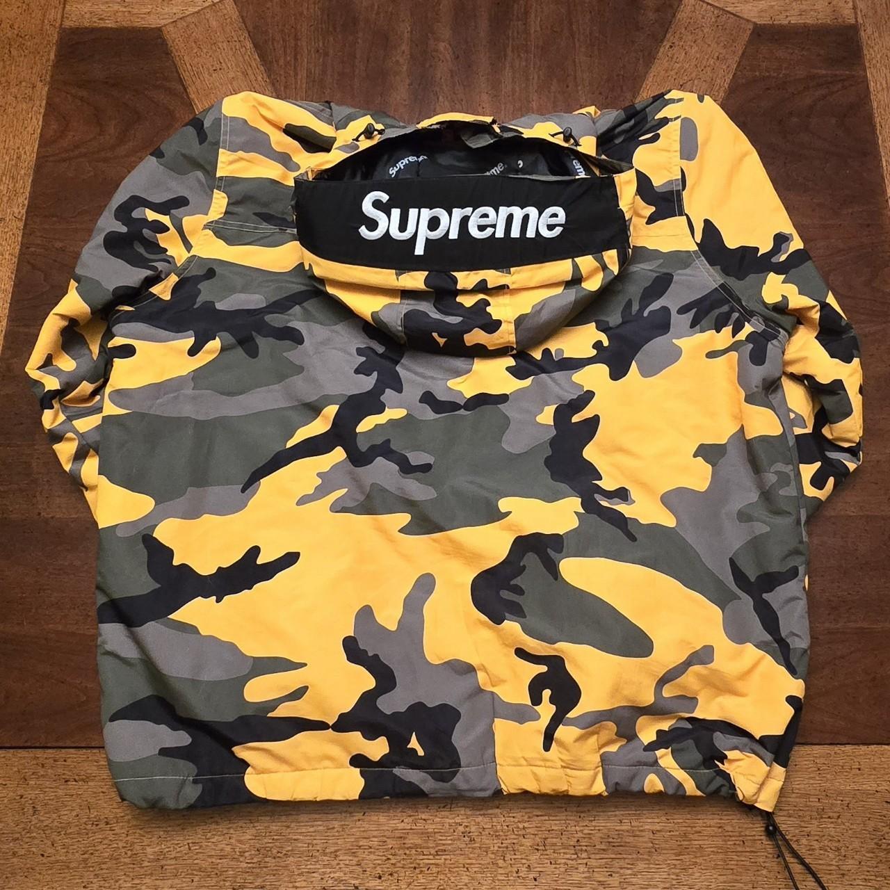 Supreme hooded logo half zip pullover yellow camo sale