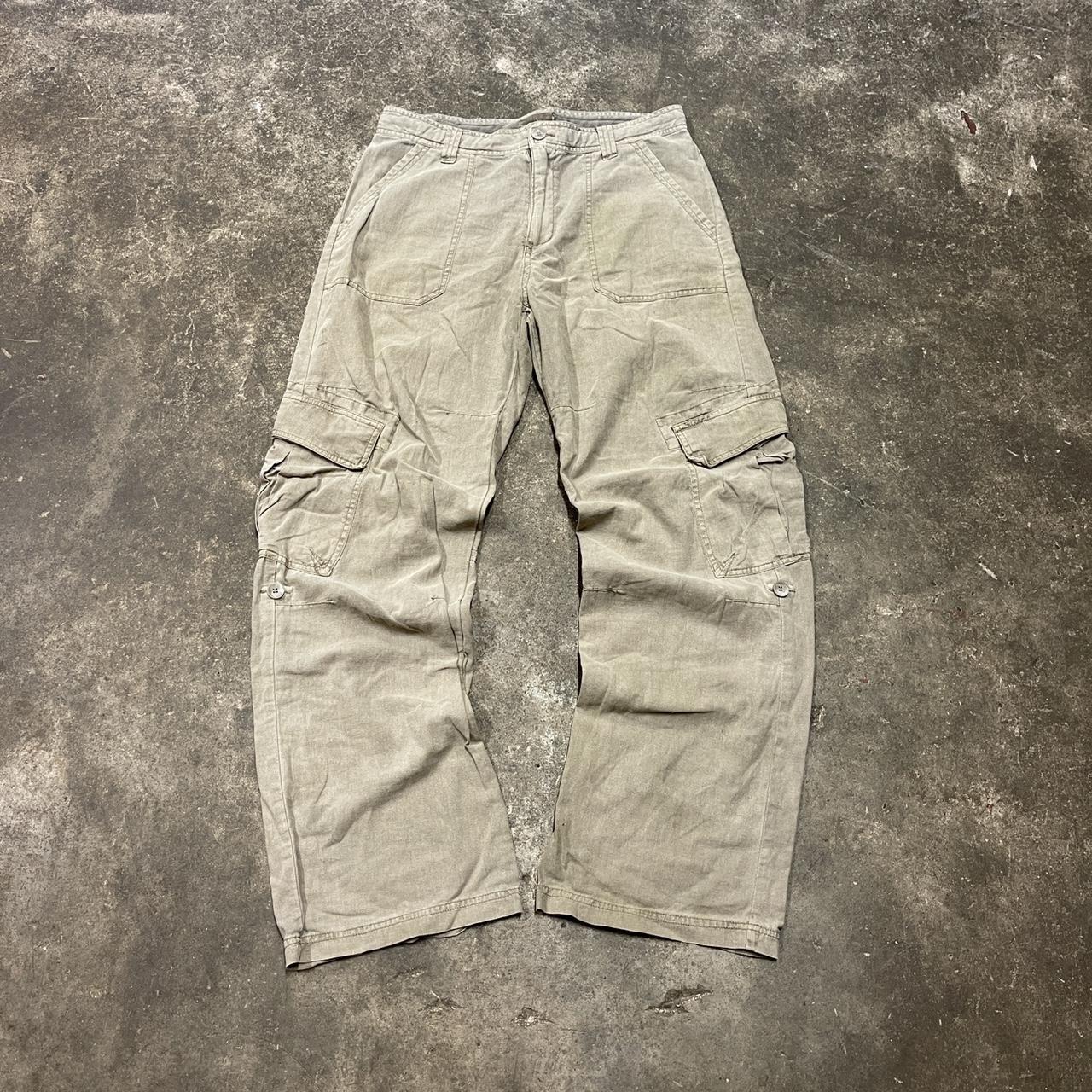 Urban Outfitters Men's Cream and Tan Trousers | Depop