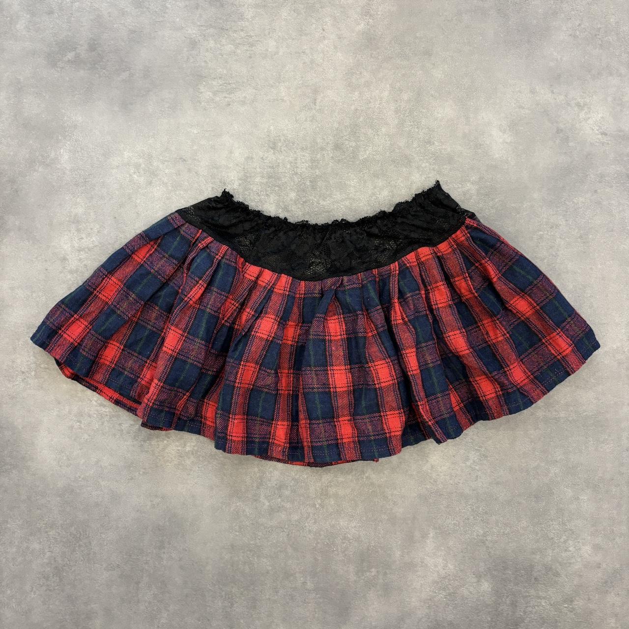 Y2k Tartan Lace Mini Skirt Micro Mini RaRa Skirt