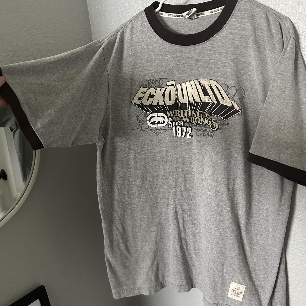 Ecko Unltd. Men's Grey and Brown T-shirt | Depop