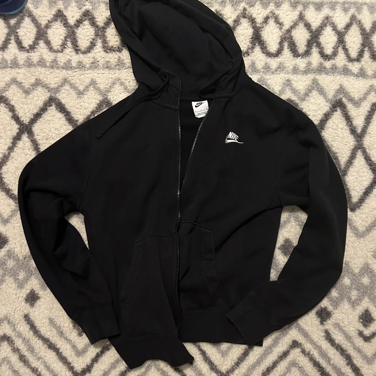 small black nike zip up jacket hoodie - Depop