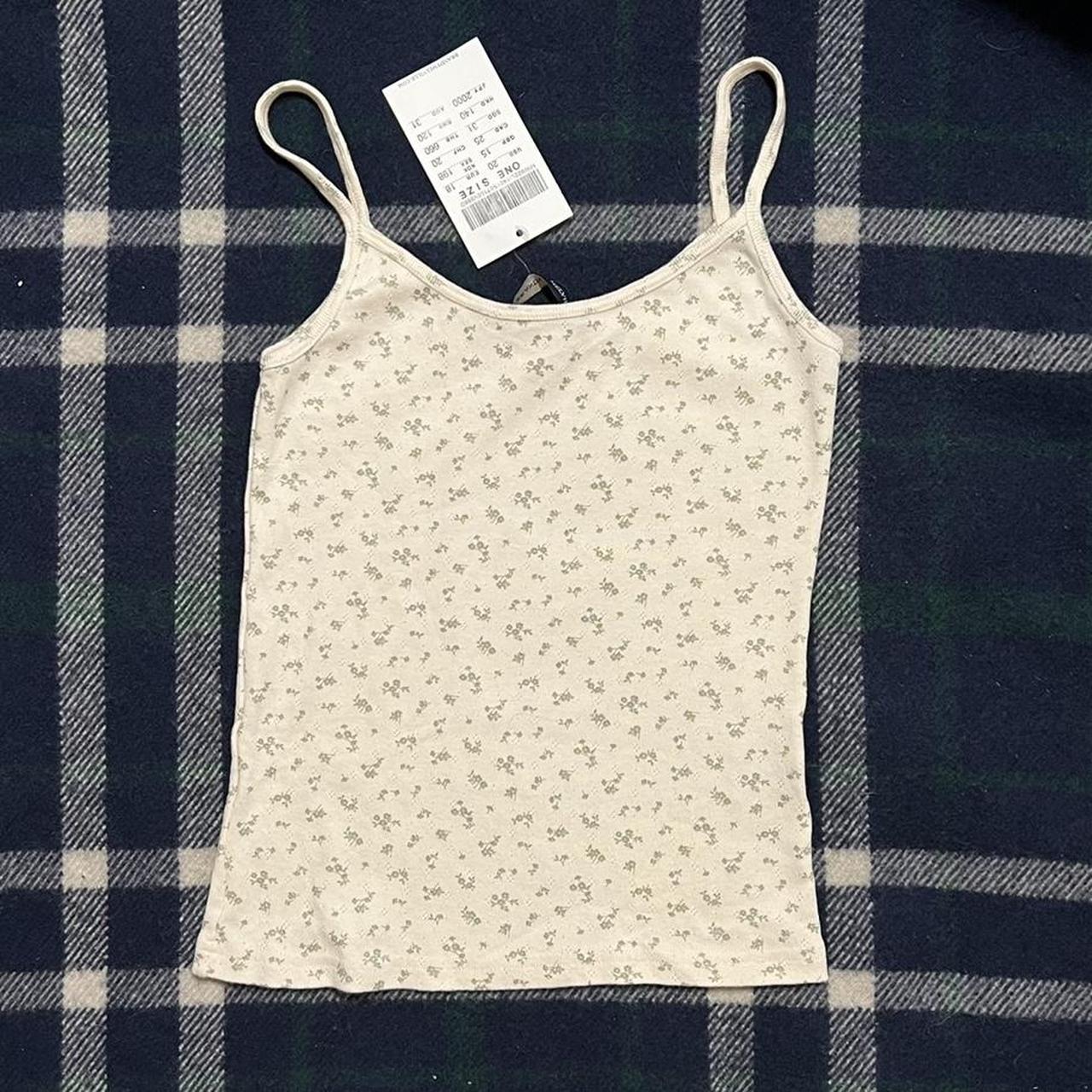 brandy melville cream/green floral tank bnwt rtp... Depop