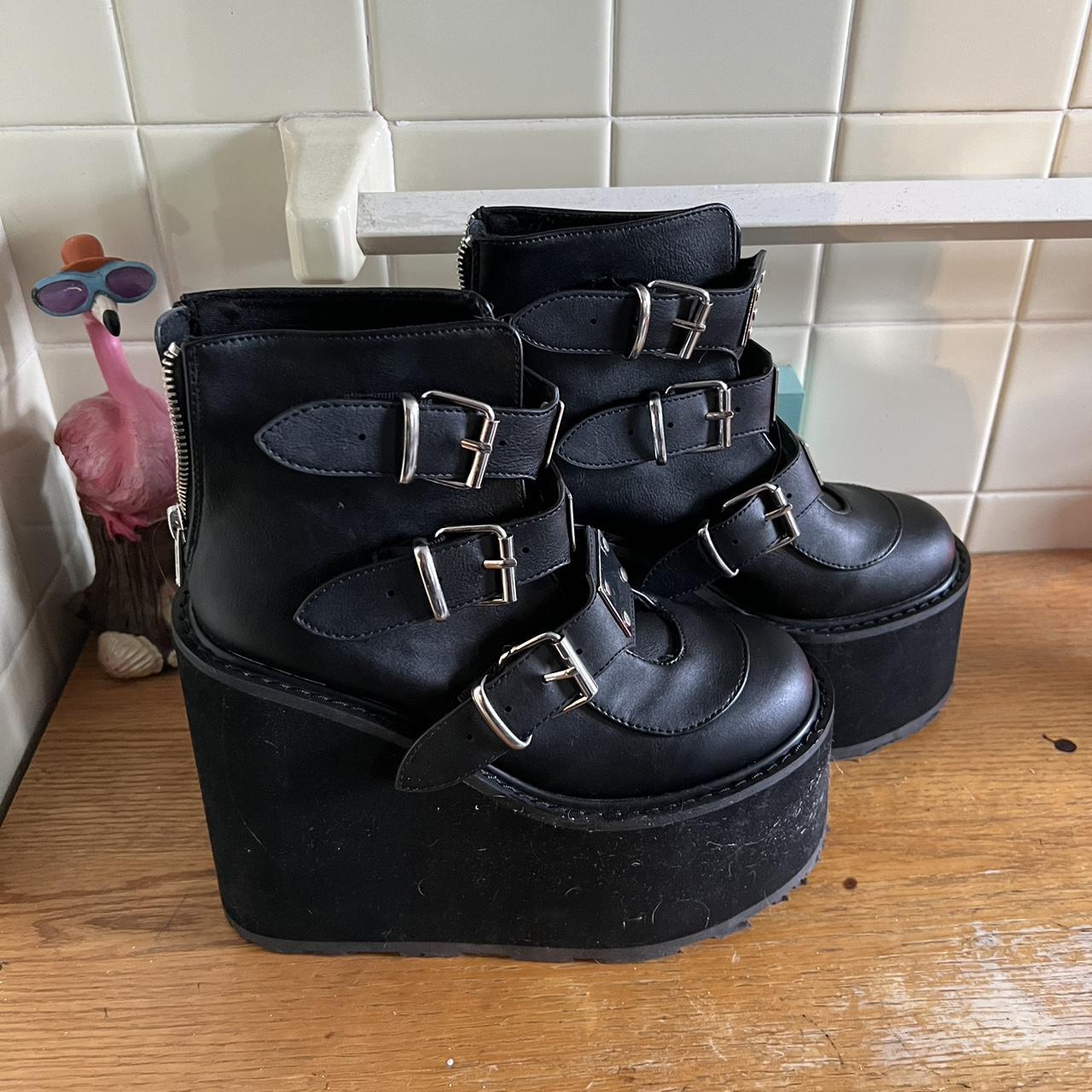 demonia trinity boots pink